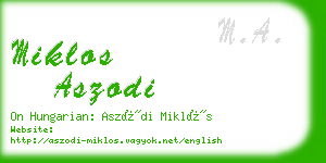 miklos aszodi business card